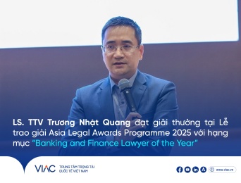 Trọng tài viên Trương Nhật Quang đạt giải thưởng tại Lễ trao giải Asia Legal Awards Programme 2025 với hạng mục “Banking and Finance Lawyer of the Year”