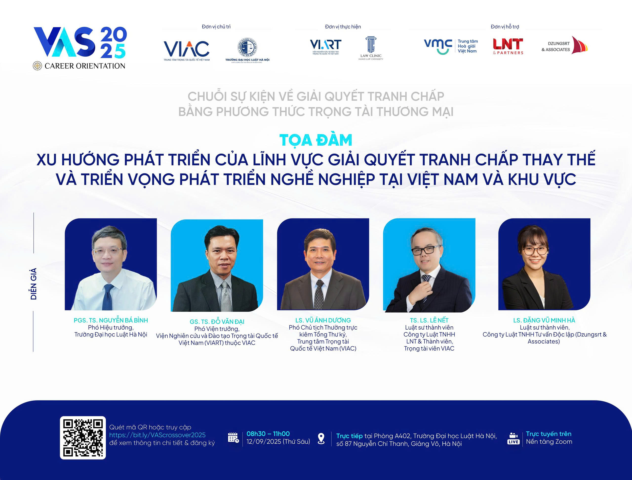 [VAS 2025 - Career Orientation] Tọa đàm “Xu hướng phát triển của lĩnh vực Giải quyết tranh chấp thay thế và triển vọng phát triển nghề nghiệp tại Việt Nam và khu vực”