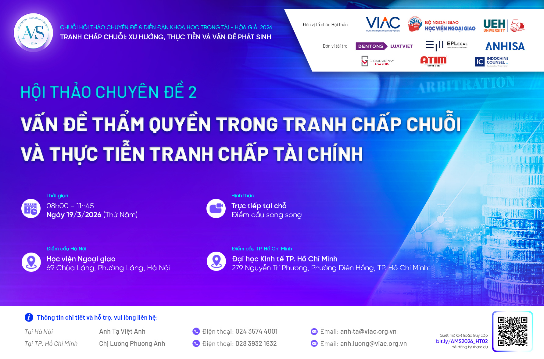 AMS 2026 | Hội thảo chuyên đề 2: Vấn đề thẩm quyền trong tranh chấp chuỗi và thực tiễn tranh chấp tài chính