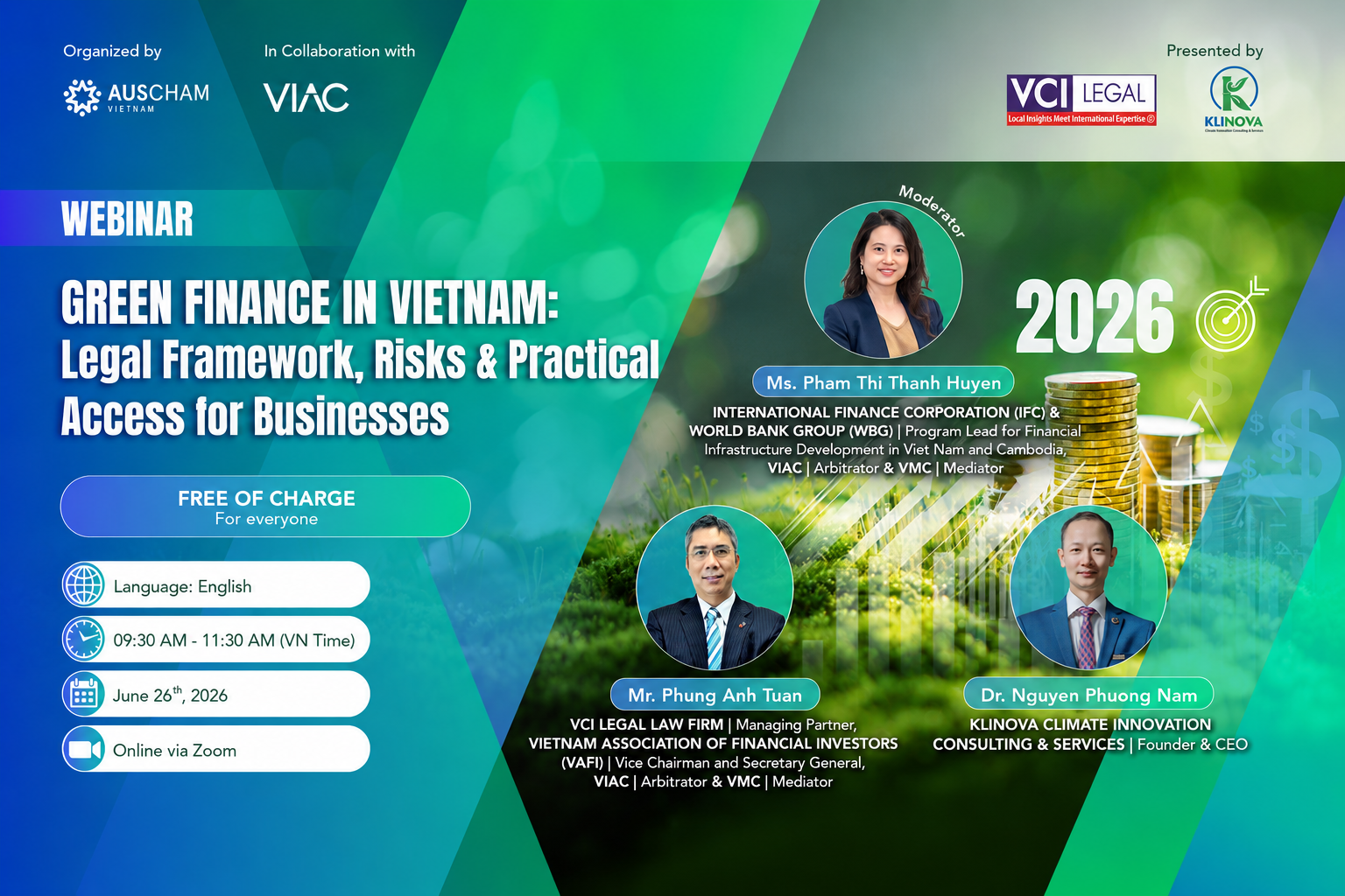 AusCham-VIAC 2026 Webinar series #02 - Green Finance in Vietnam: Legal Framework, Risk and Practical Access for Businesses