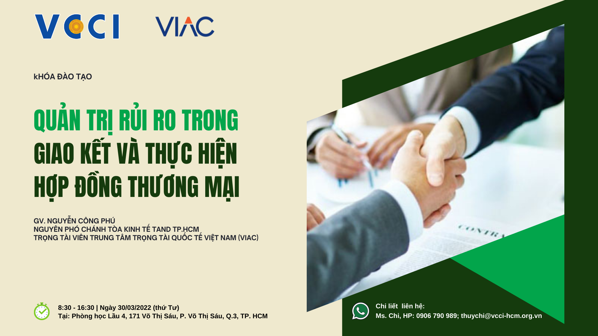 Khóa đào tạo "Quản trị rủi ro trong giao kết và thực hiện hợp đồng thương mại"